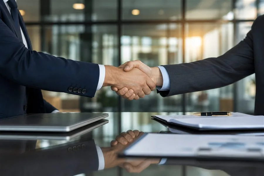 Professional handshake symbolizing a strategic business partnership